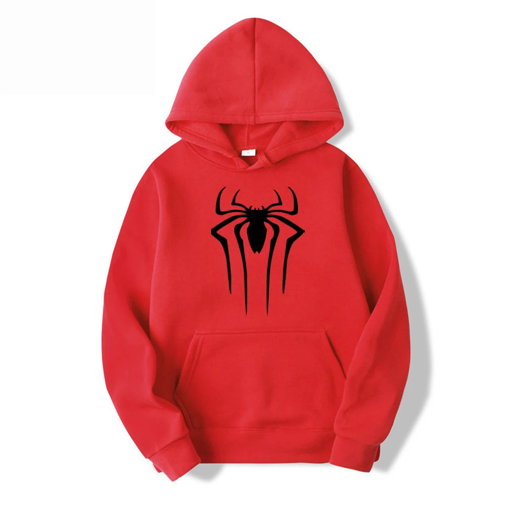 2024Fashion brand Men's Hoodie Casual Hoodie Sweatshirt Men's/Women's top Solid color printed spider hoodie sweatshirt