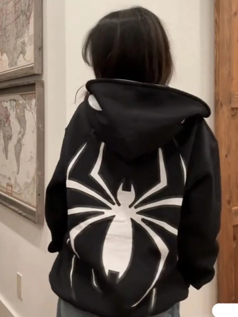 Y2K Spider Zip-Up Hoodie