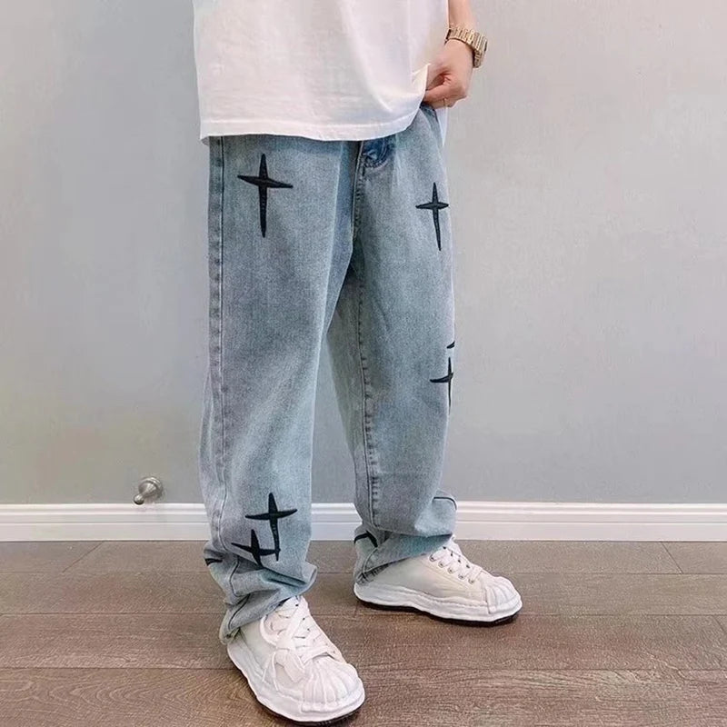 Star Print Cargo Jeans