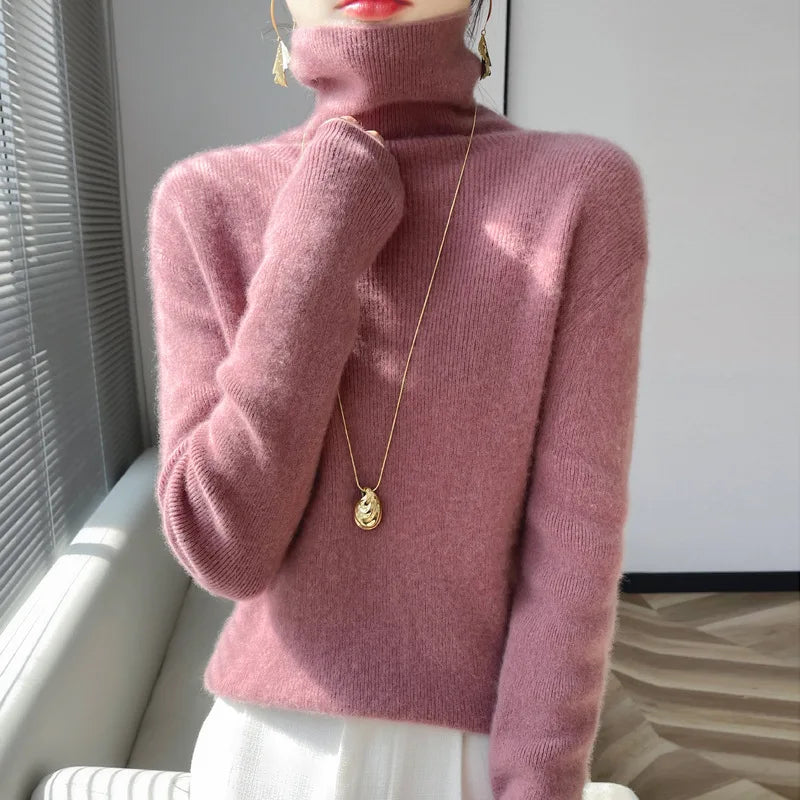 Slim Turtleneck Knit Sweater – Women's Pullover