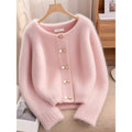 Casual Pink Knit Cardigan – Warm Women's Sweater