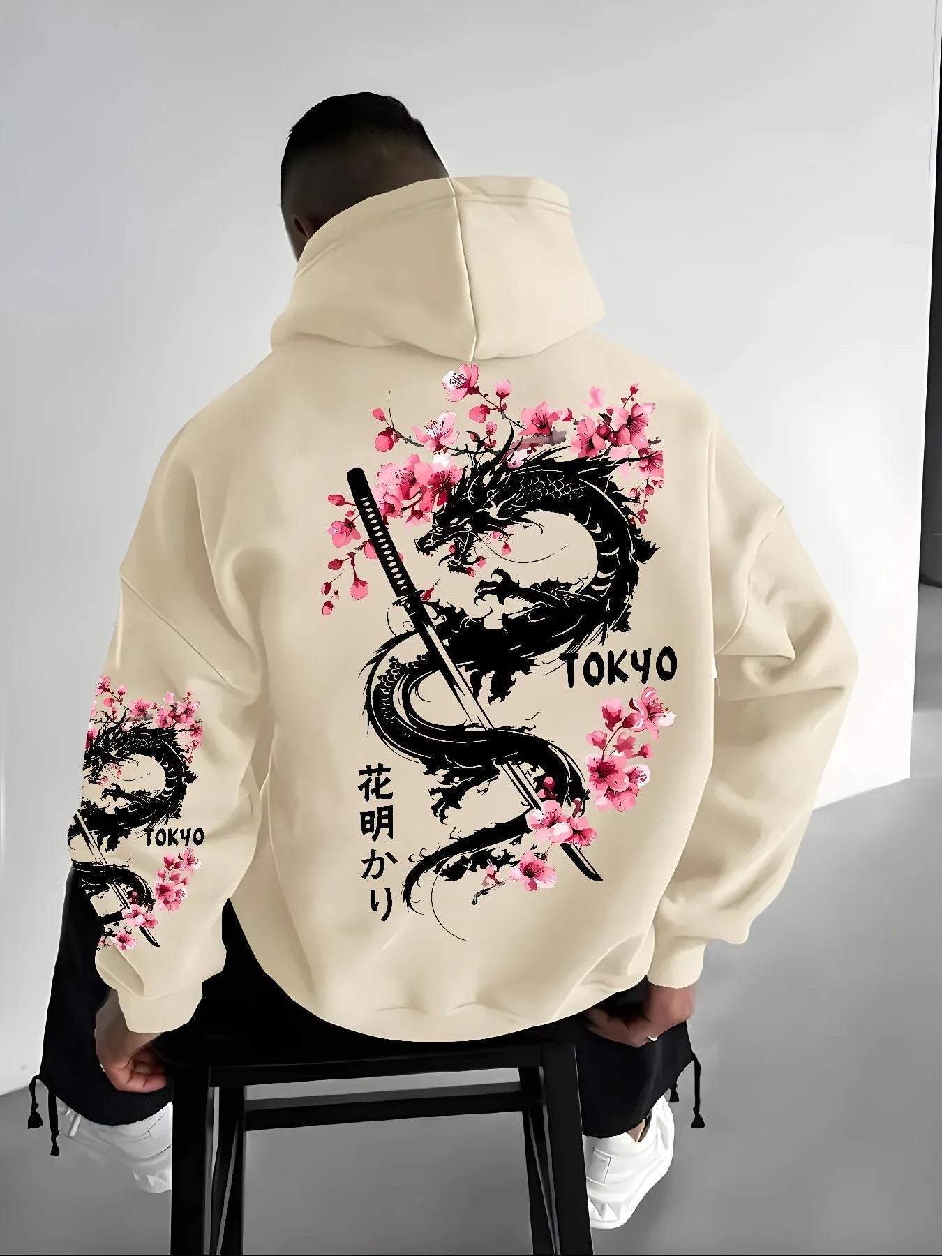 Anime Dragon Cherry Blossom Hoodie