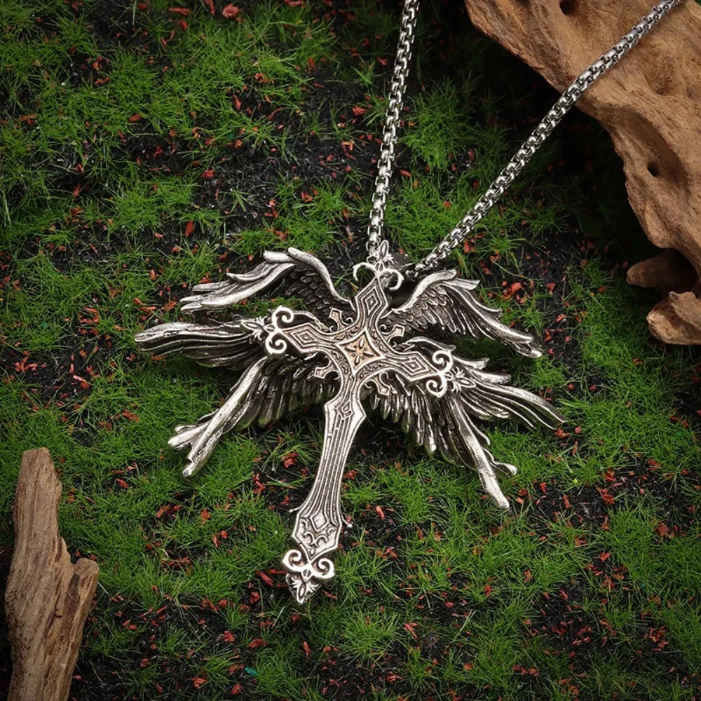Jesus Wings Cross Necklace