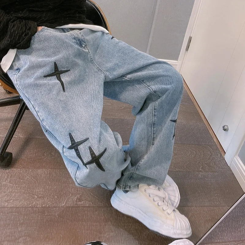 Star Print Cargo Jeans