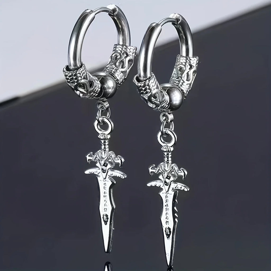 Dragon Sword Hoop Earrings