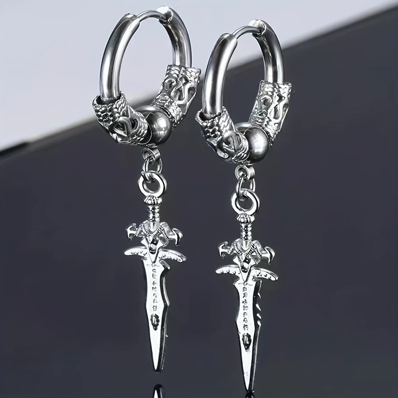 Dragon Sword Hoop Earrings
