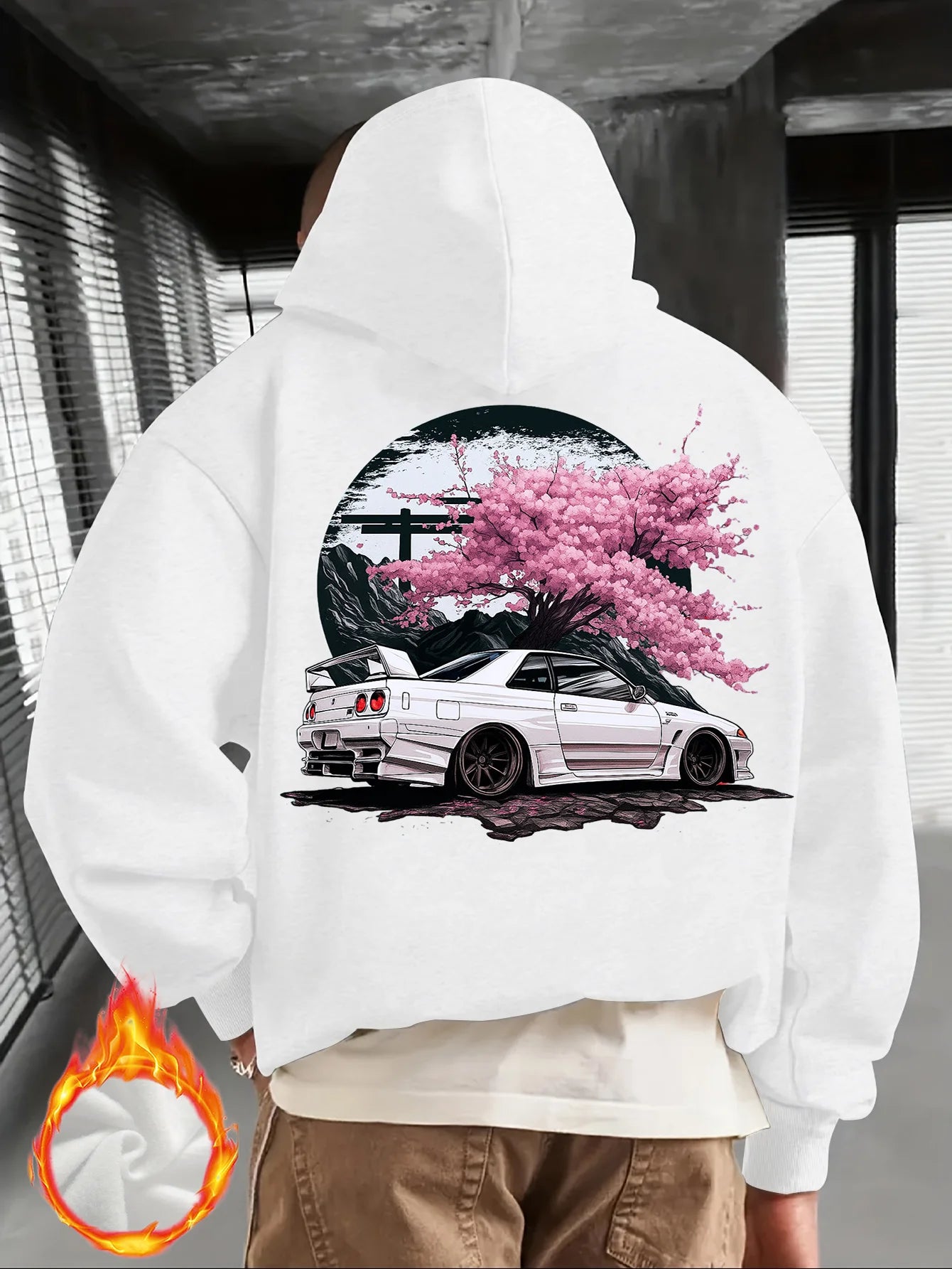 Japanese Car & Cherry Blossom Street Hoodie