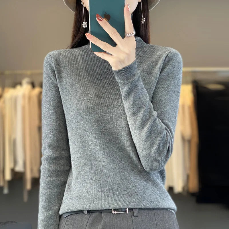 Slim Turtleneck Knit Sweater – Women's Pullover