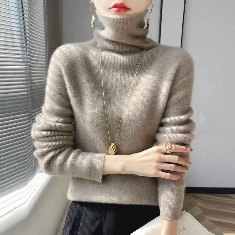 Slim Turtleneck Knit Sweater – Women's Pullover