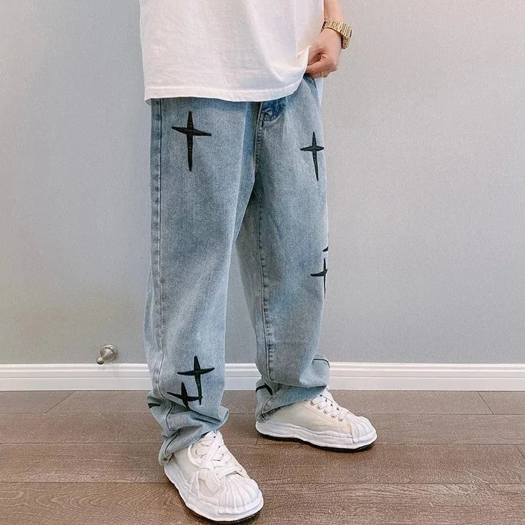 Star Print Cargo Jeans
