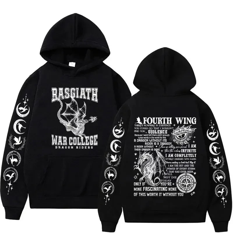 Autumn and winter men's long-sleeved sweatshirt Iron Flame Dragon Knight print Basgiath War men's and women's hooded sweatshirt