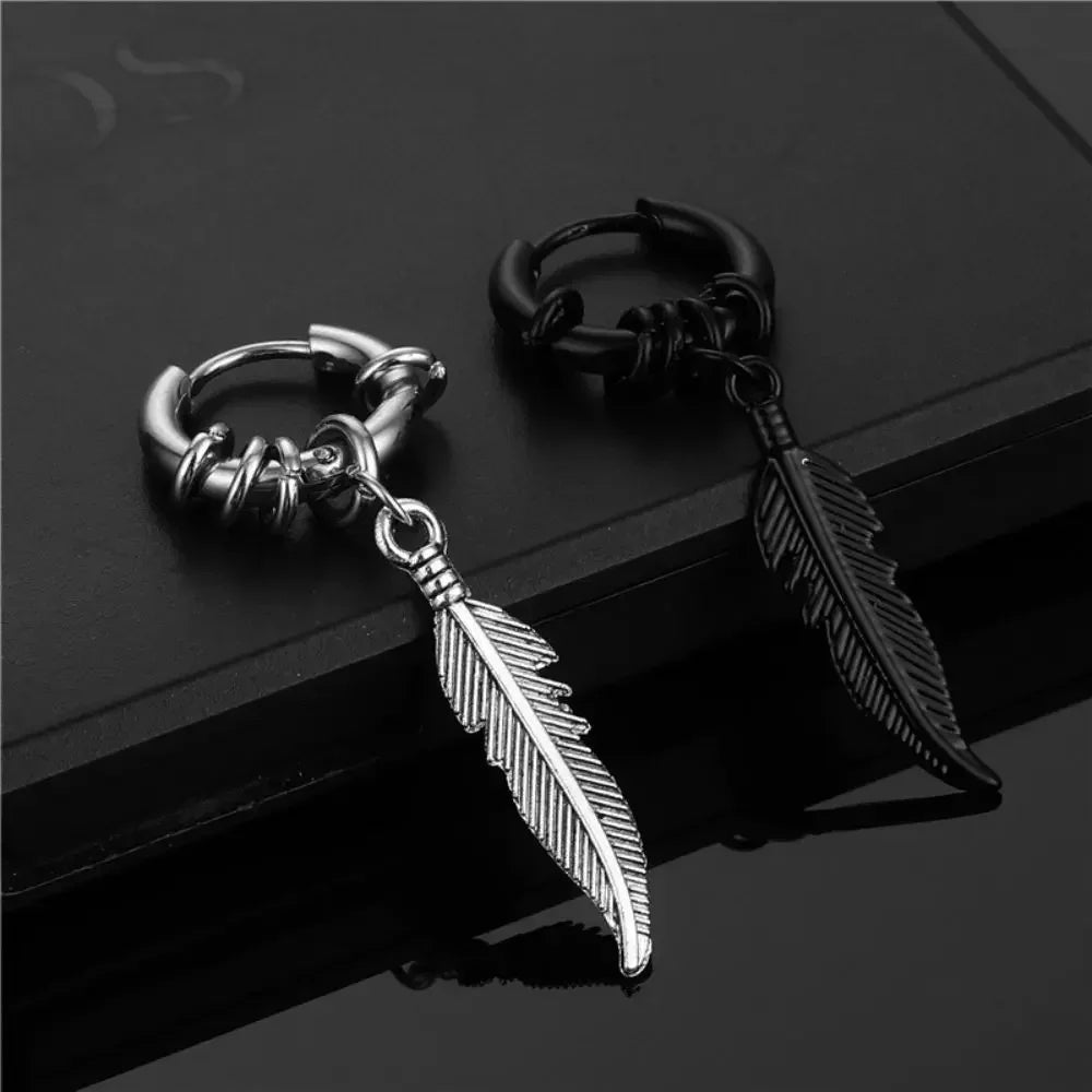 Cross Feather Stud Earrings