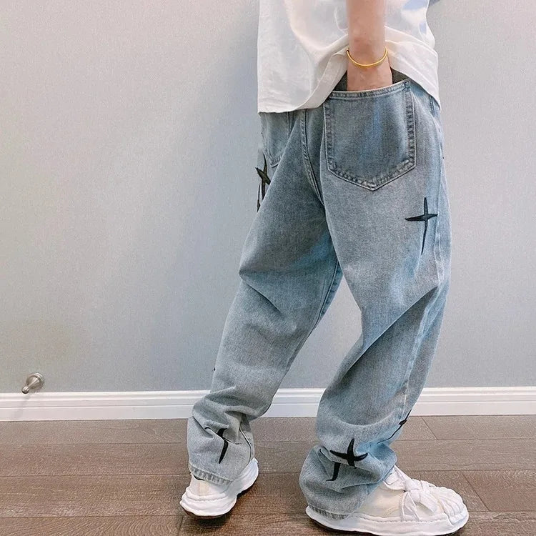 Star Print Cargo Jeans