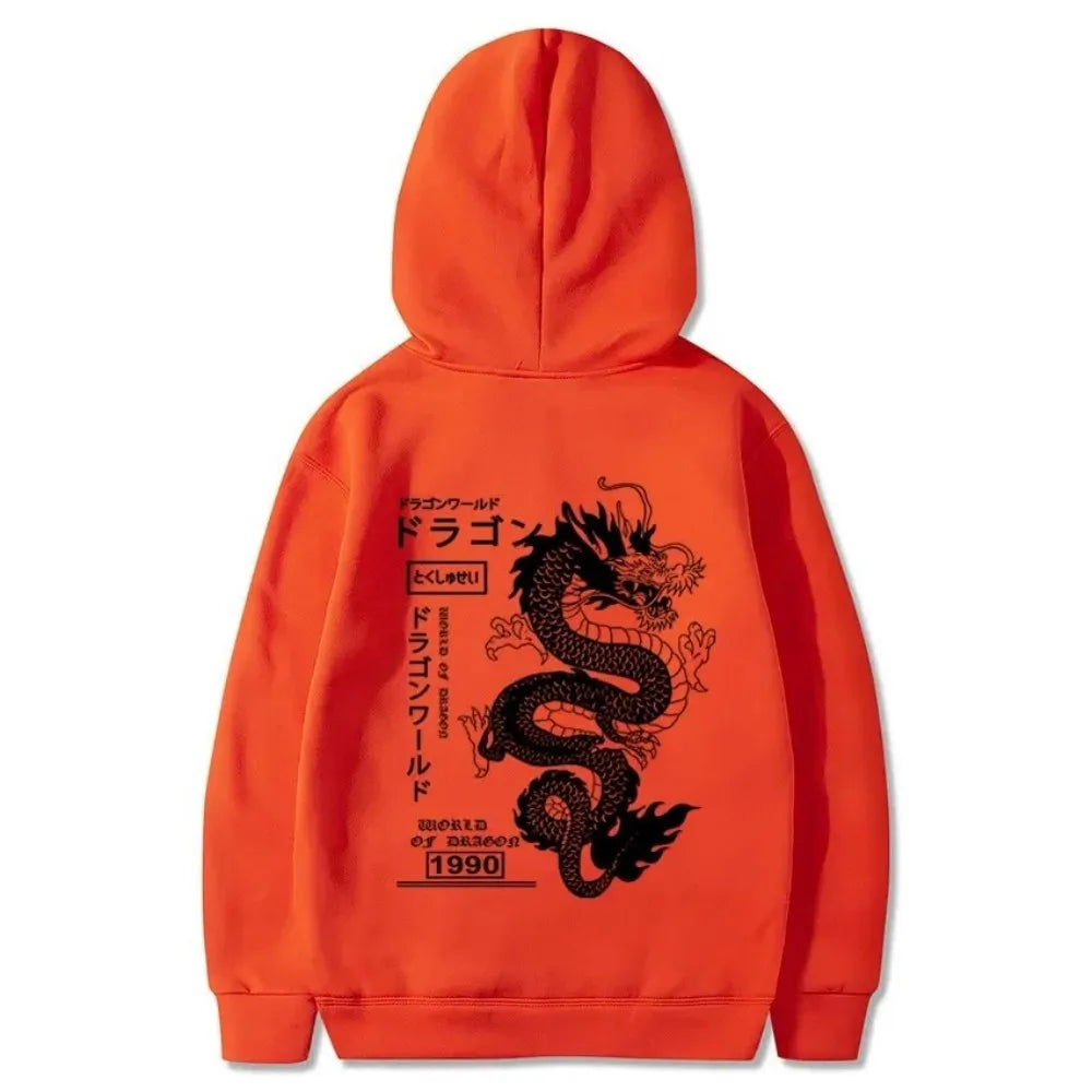 Autumn and Winter Men's Fashion Dragon Pattern Soft and Comfortable Hooded Sports Shirt Outdoor Street Wear