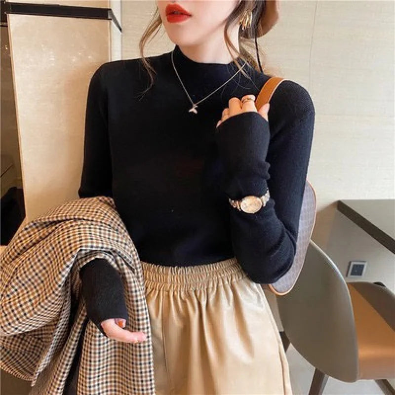 Retro Turtleneck Sweater – Warm Velvet Lined Pullover
