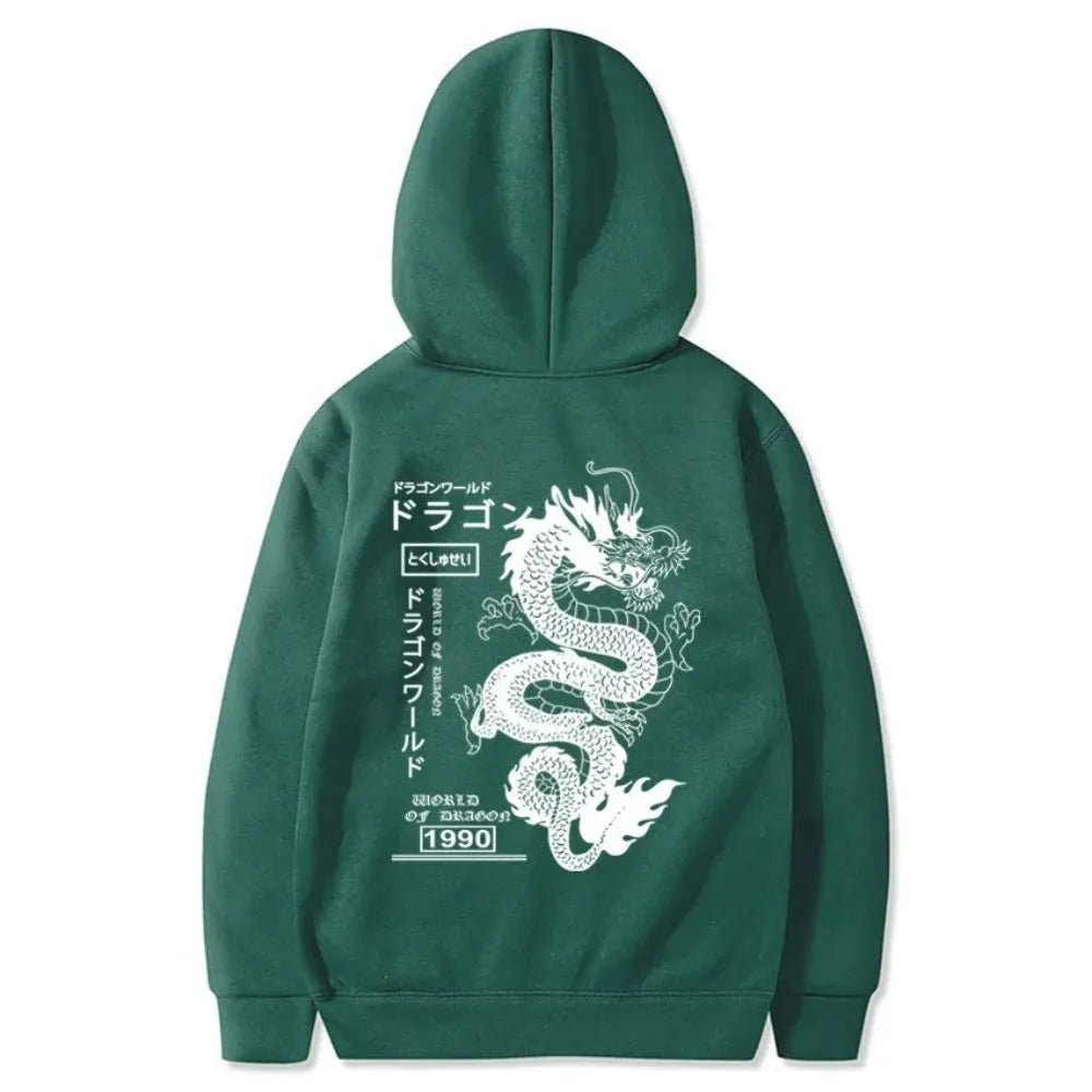 Autumn and Winter Men's Fashion Dragon Pattern Soft and Comfortable Hooded Sports Shirt Outdoor Street Wear