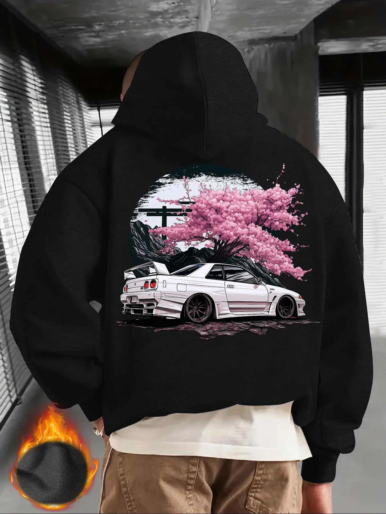 Japanese Car & Cherry Blossom Street Hoodie