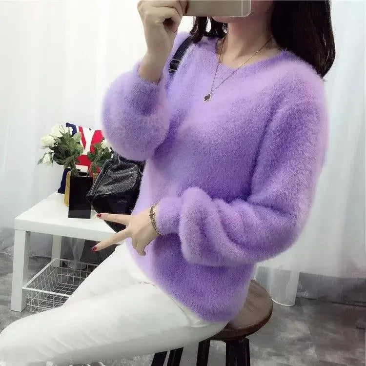 Soft Fleece Knit Sweater – Women's Pullover
