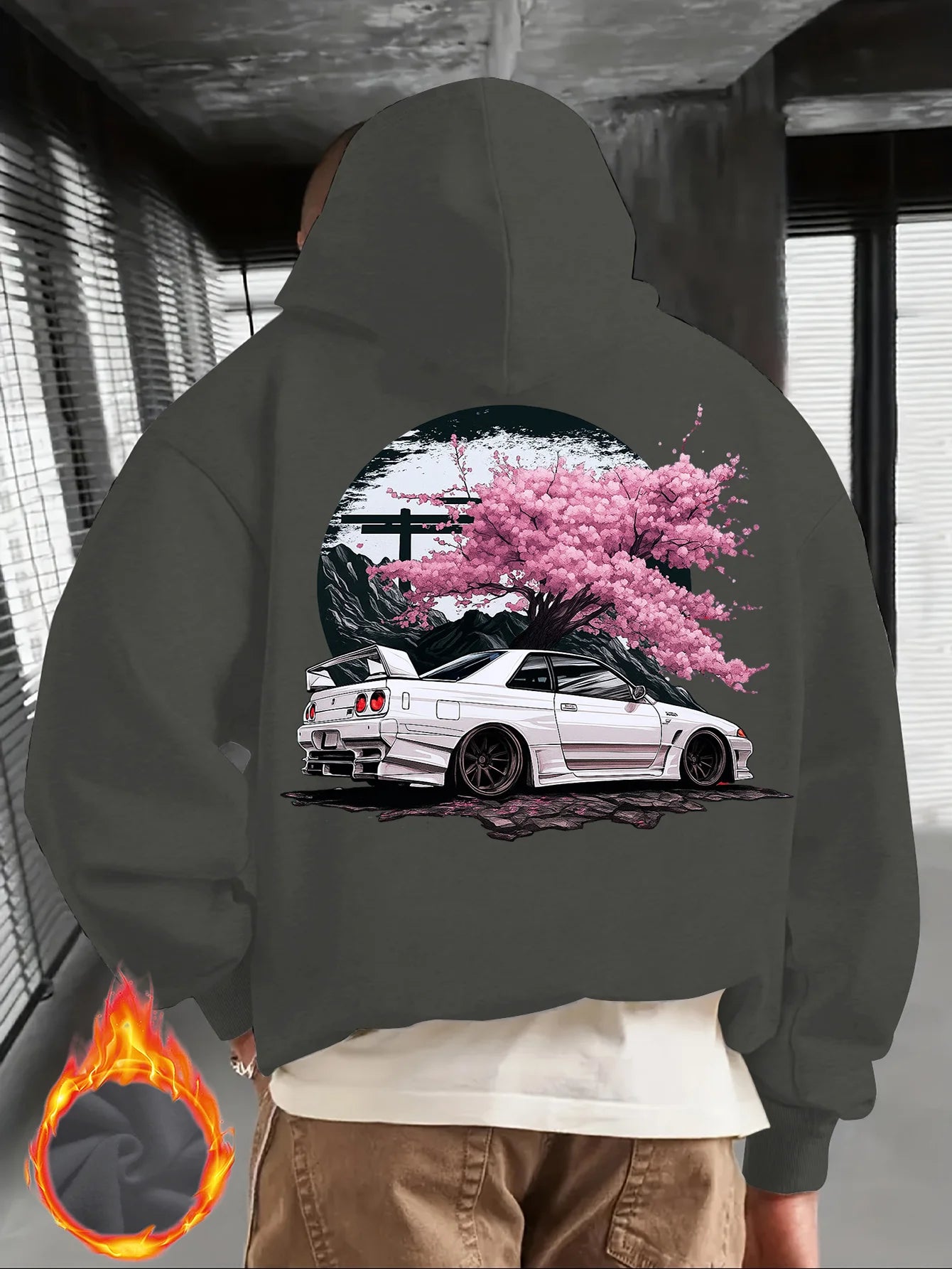 Japanese Car & Cherry Blossom Street Hoodie