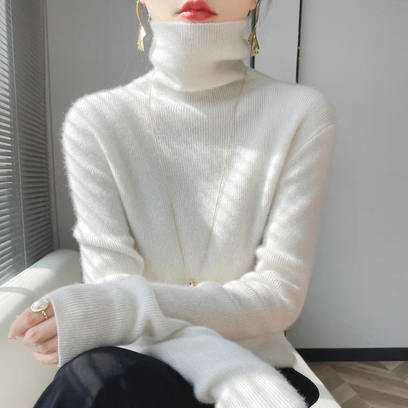 Slim Turtleneck Knit Sweater – Women's Pullover