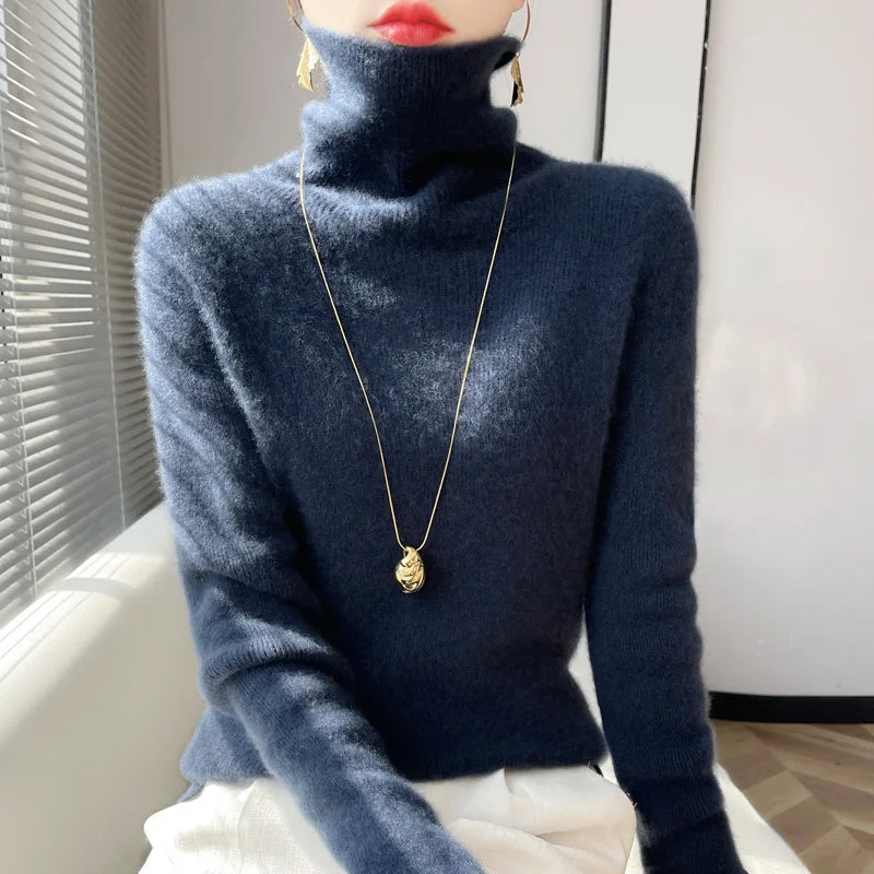 Slim Turtleneck Knit Sweater – Women's Pullover