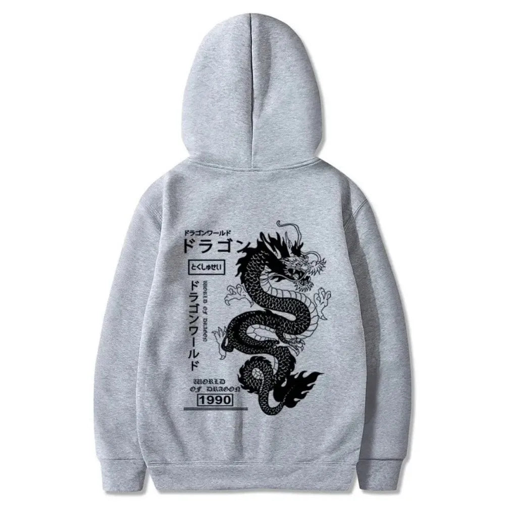 Autumn and Winter Men's Fashion Dragon Pattern Soft and Comfortable Hooded Sports Shirt Outdoor Street Wear