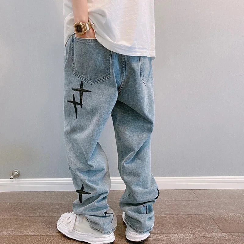 Star Print Cargo Jeans
