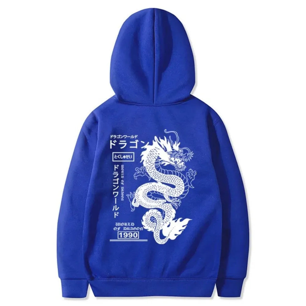 Autumn and Winter Men's Fashion Dragon Pattern Soft and Comfortable Hooded Sports Shirt Outdoor Street Wear