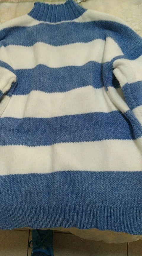 Striped Turtleneck Sweater – Women's Pullover