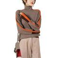 Women's Contrast Knit Turtleneck Sweater – Warm Pullover