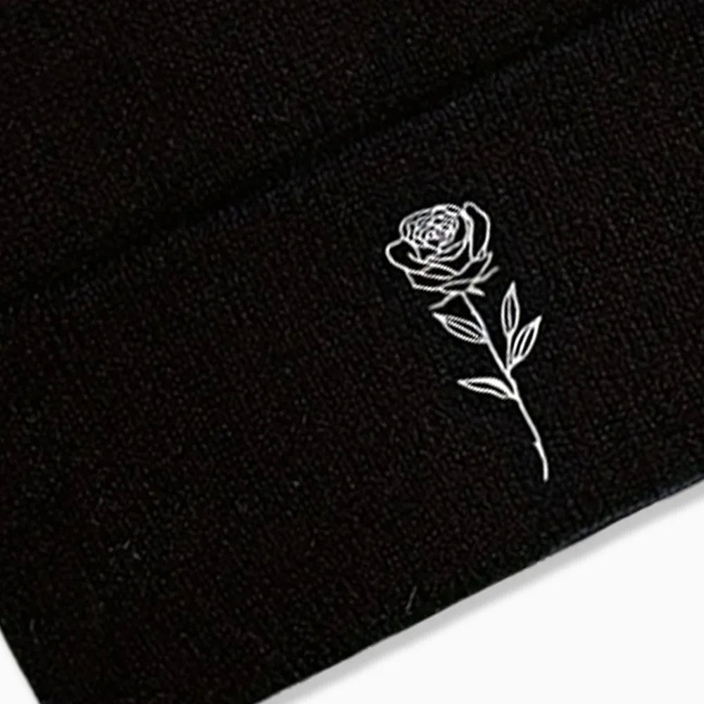 Rose Embroidered Beanie