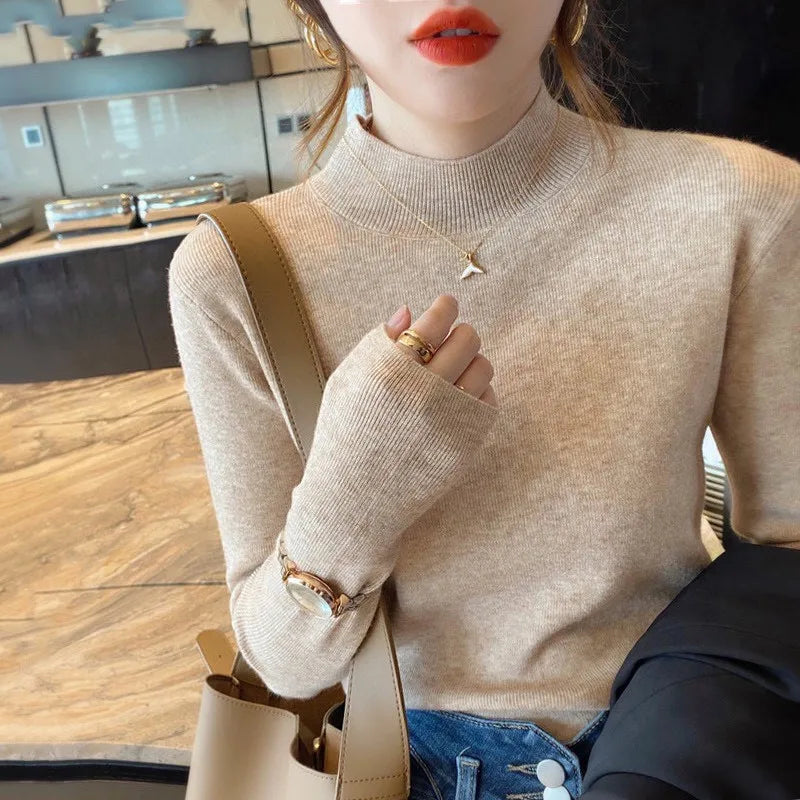 Retro Turtleneck Sweater – Warm Velvet Lined Pullover