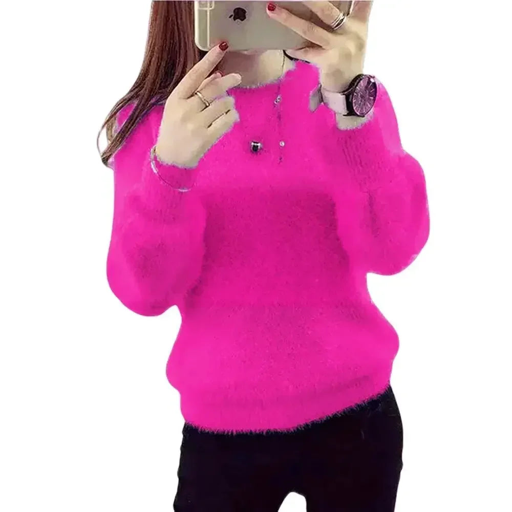 Soft Fleece Knit Sweater – Women's Pullover