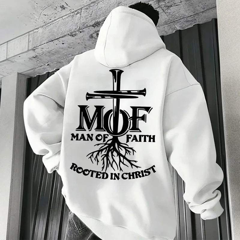 2025 Hot Sale Men's Hoodie Man of Faith Jesus Print Hooded Sweatshirts Autumn Winter Daily Casual Sporty Fashion Hoody Outerwear