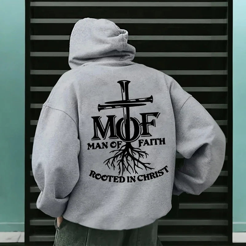 2025 Hot Sale Men's Hoodie Man of Faith Jesus Print Hooded Sweatshirts Autumn Winter Daily Casual Sporty Fashion Hoody Outerwear