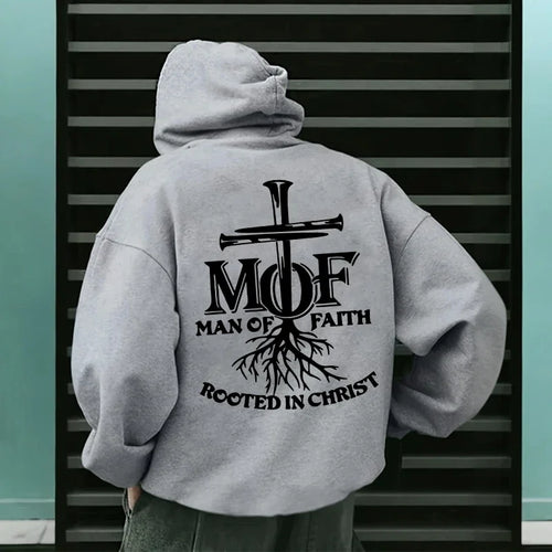 2025 Hot Sale Men's Hoodie Man of Faith Jesus Print Hooded Sweatshirts Autumn Winter Daily Casual Sporty Fashion Hoody Outerwear