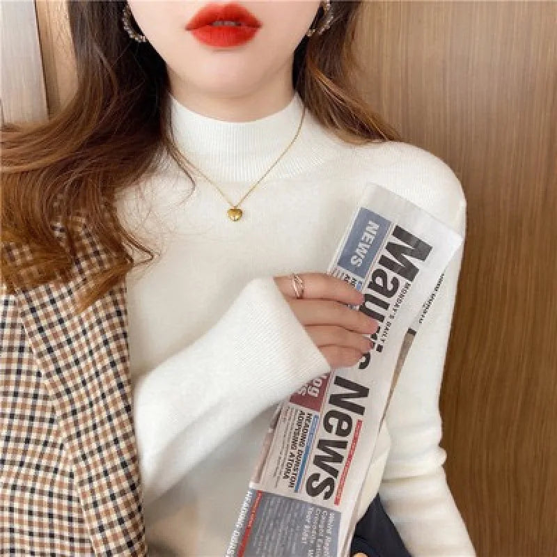 Retro Turtleneck Sweater – Warm Velvet Lined Pullover