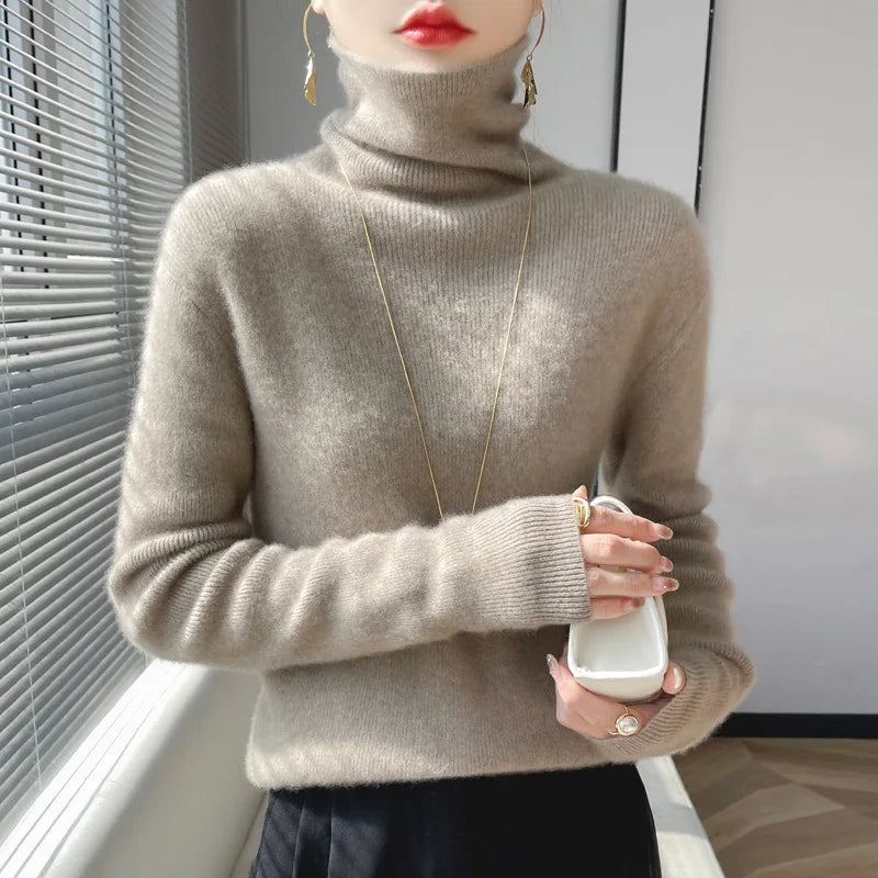 Slim Turtleneck Knit Sweater – Women's Pullover