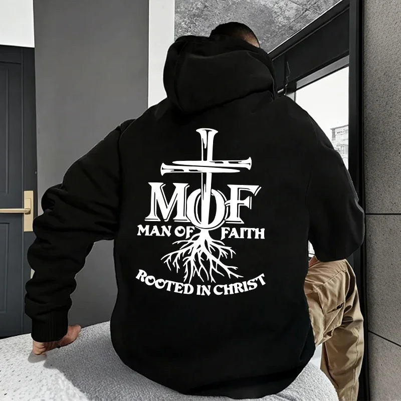 2025 Hot Sale Men's Hoodie Man of Faith Jesus Print Hooded Sweatshirts Autumn Winter Daily Casual Sporty Fashion Hoody Outerwear