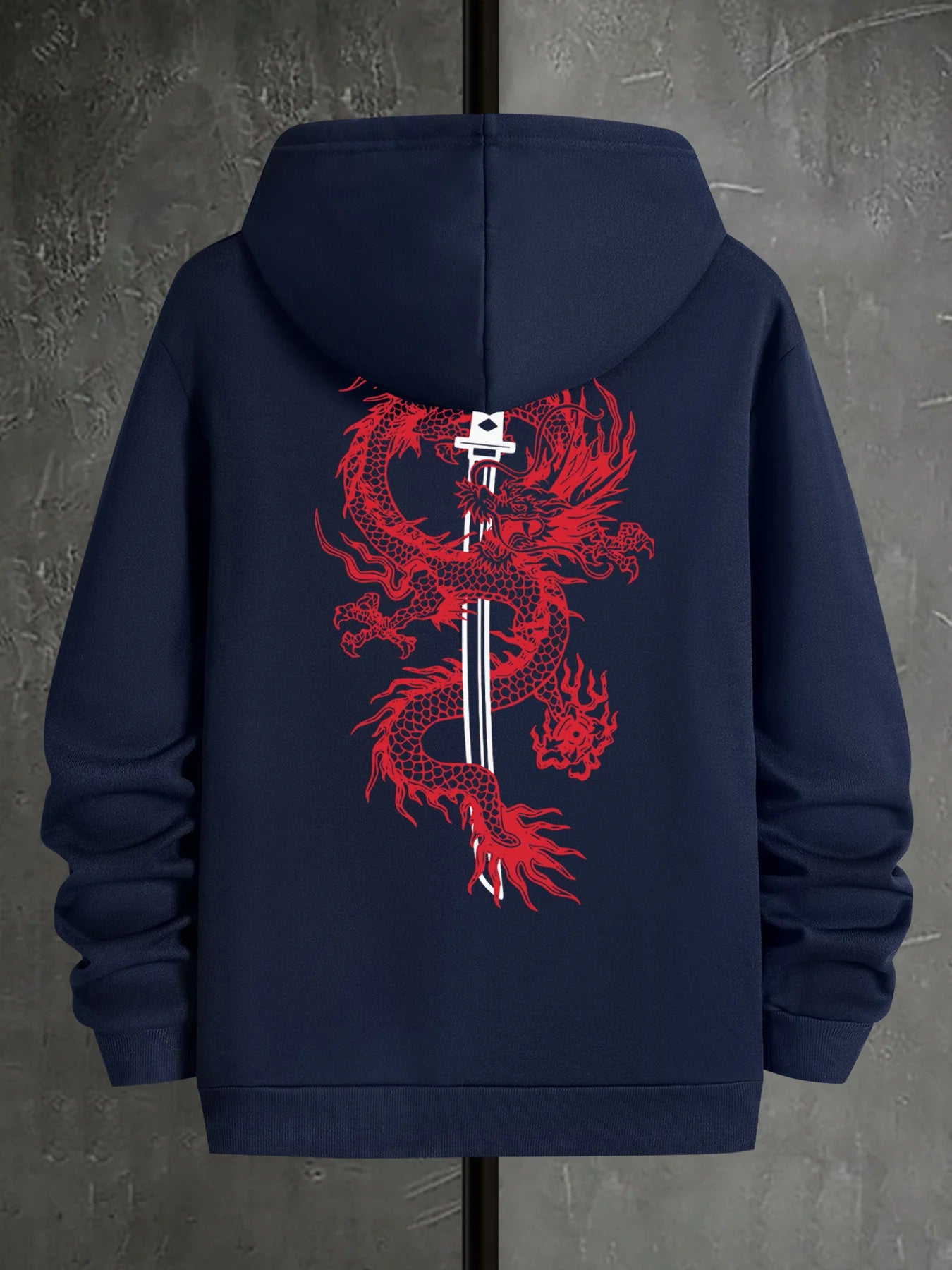2025 Street Fashion Trend Men's Wear Personalized Geometric Dragon Print Hoodie Casual Style Comfortable Warm Winter Sweater