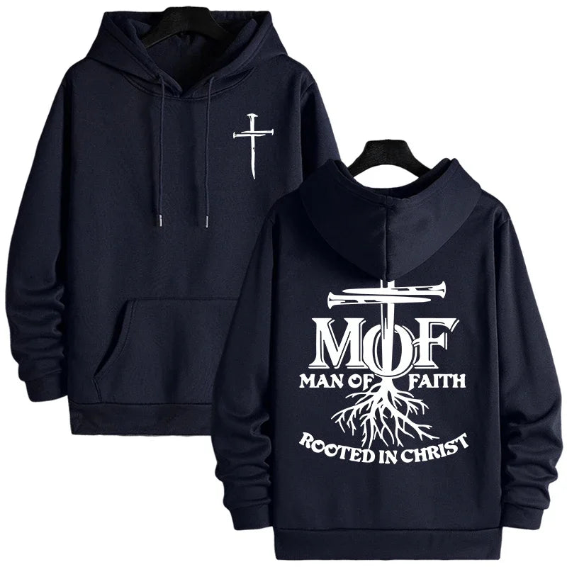 2025 Hot Sale Men's Hoodie Man of Faith Jesus Print Hooded Sweatshirts Autumn Winter Daily Casual Sporty Fashion Hoody Outerwear