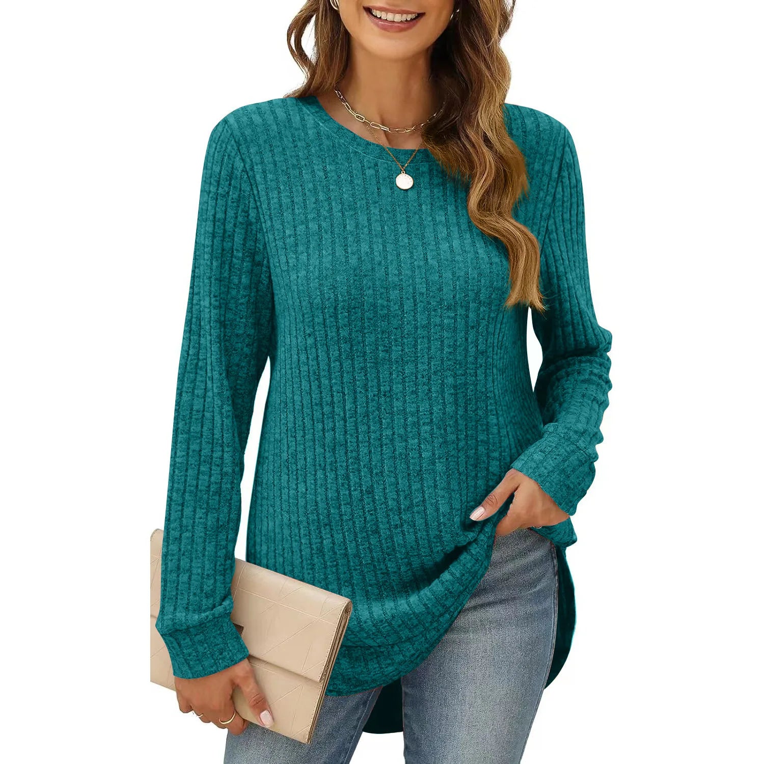 Loose Long Sleeve Knit Top – Women's Casual Pullover