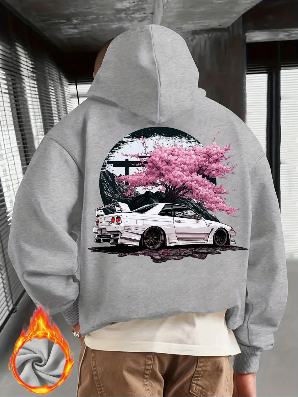 Japanese Car & Cherry Blossom Street Hoodie