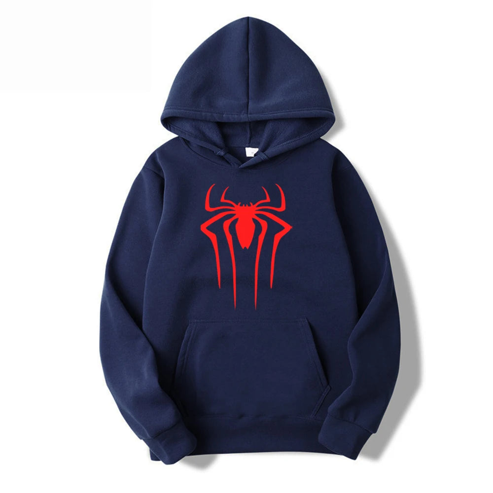 2024Fashion brand Men's Hoodie Casual Hoodie Sweatshirt Men's/Women's top Solid color printed spider hoodie sweatshirt