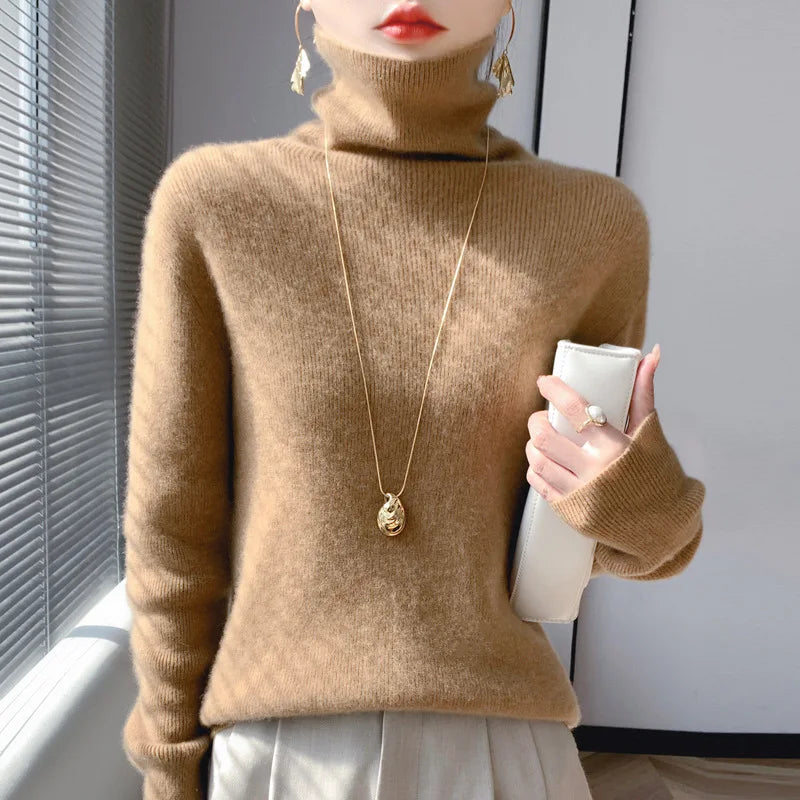 Slim Turtleneck Knit Sweater – Women's Pullover