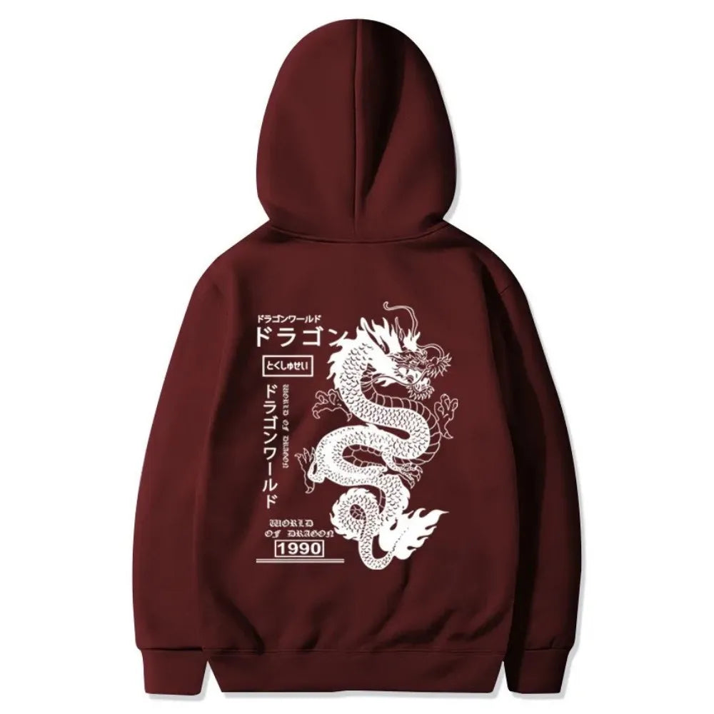 Autumn and Winter Men's Fashion Dragon Pattern Soft and Comfortable Hooded Sports Shirt Outdoor Street Wear