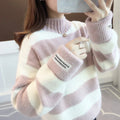 Striped Turtleneck Sweater – Women's Pullover