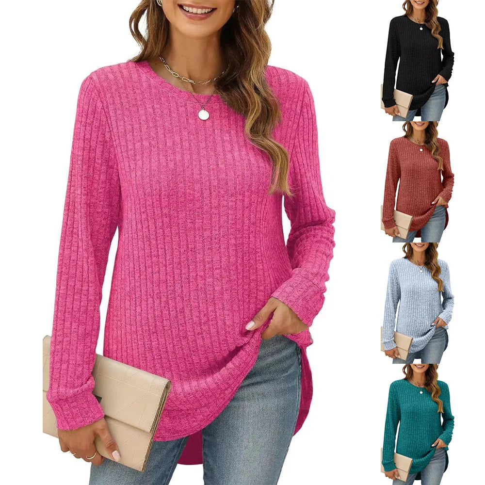 Loose Long Sleeve Knit Top – Women's Casual Pullover