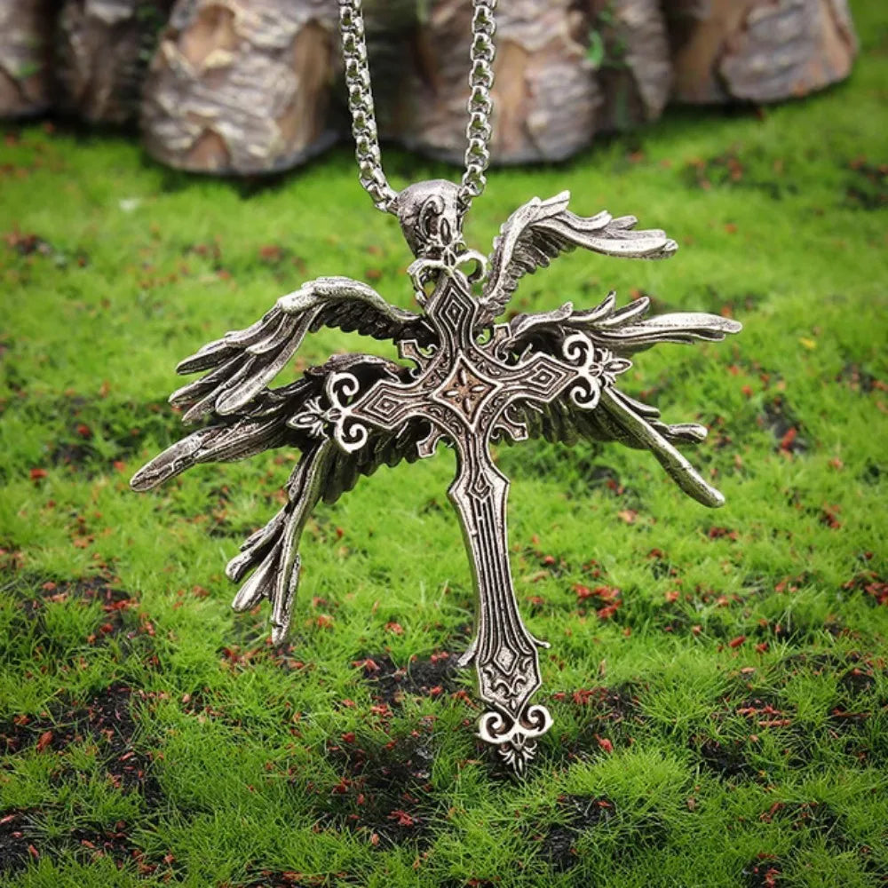 Jesus Wings Cross Necklace