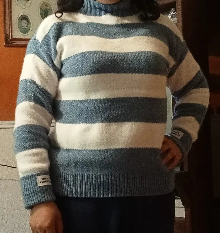 Striped Turtleneck Sweater – Women's Pullover